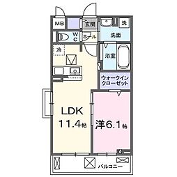 ソルカリーノ 1階1LDKの間取り