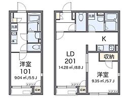 レオネクストヴァンベール旭ケ丘 1階1Kの間取り