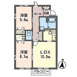 コーポ大泉 1階2LDKの間取り