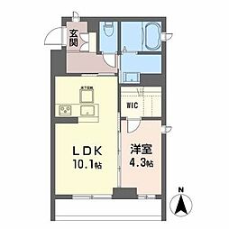 エスポワール宮千代 1LDKの間取図画像
