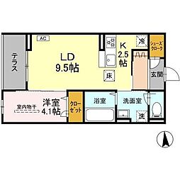 Ｄ-ＲＯＯＭ薬師堂 1階1LDKの間取り