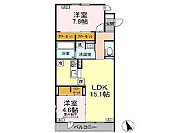 ＦＯＲＥＮＡ荒井 105 1階2LDKの間取り