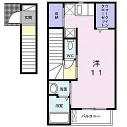 メゾン・ソレイユ 2階ワンルームの間取り