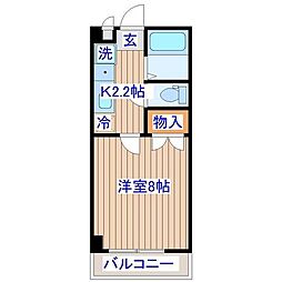 コーポアゼリア 1Kの間取図画像