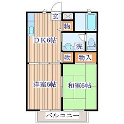 ビューシティ泉6 2DKの間取図画像