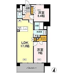 ロイヤルパークス仙台青葉通 2LDKの間取図画像