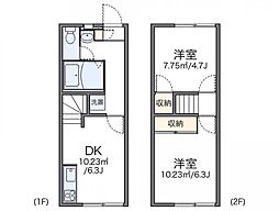 レオパレスソレイユエスト 2DKの間取図画像