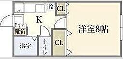 クレセール南仙台B 1Kの間取図画像