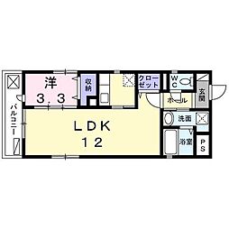 銀杏ハイツ立町 1LDKの間取図画像