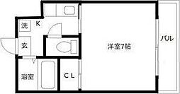サンレモハイツ上杉B棟 1Kの間取図画像