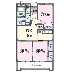 ハイツリュミエール 3DKの間取図画像