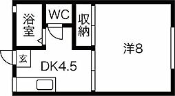 ジュネスセントラル 1Kの間取図画像