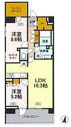 ロイヤルパークス仙台青葉通 2LDKの間取図画像