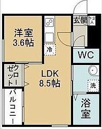 レガリスト連坊 1LDKの間取図画像