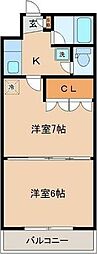 イーグルハイツ萩野町 2Kの間取図画像