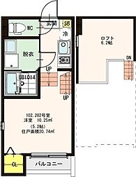 チサリテラス1 1Kの間取図画像
