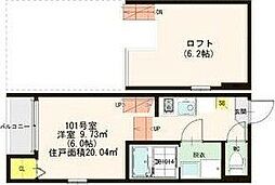 ハーモニーテラス旭ヶ丘2 1Kの間取図画像
