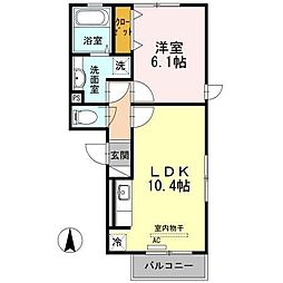 Re・EARTHの杜もり棟 1LDKの間取図画像