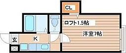 サンライト青山 1Kの間取図画像