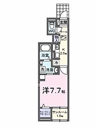 リヴェールS 1階1Kの間取り