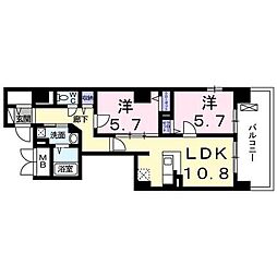 トラディション車町 2LDKの間取図画像