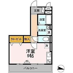 センプリーチェ ワンルームの間取図画像