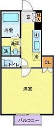 シャイン柏木 1Kの間取図画像