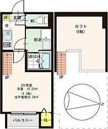 ハーモニーテラス旭丘堤3 1Kの間取図画像