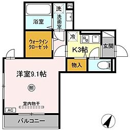 Ｄ−ｒｏｏｍ広瀬町 2階1Kの間取り