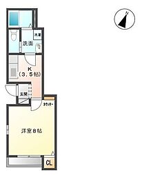 アルモニ原町 1Kの間取図画像
