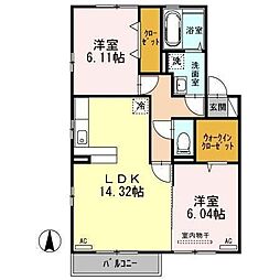 アンソレイエ 2LDKの間取図画像