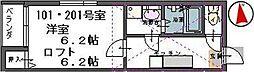 プルメリープル 1Kの間取図画像