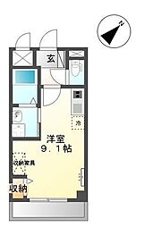 ノーブルコート台原 2階ワンルームの間取り