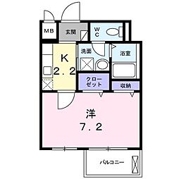 リバーサイドガーデン 1Kの間取図画像