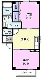 フリーダム 2DKの間取図画像