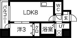 サンライズ支倉町 1LDKの間取図画像