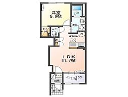クララメンテ 1階1LDKの間取り