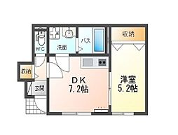ライジングスター　Ａ棟 1階1DKの間取り