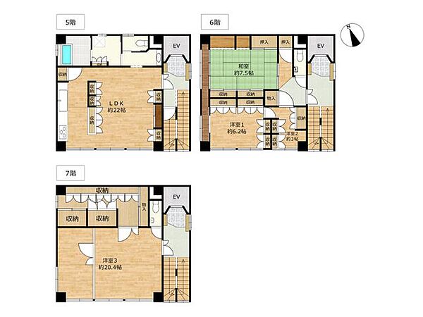 【5-7階間取図】図面と現況に差異がある場合は現況優先とします。