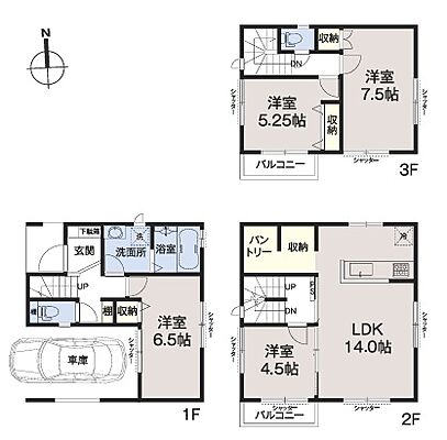 間取り 東大和奈良橋六丁目　1号棟