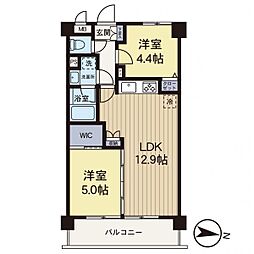 ライオンズマンション小平栄町 2LDKの間取図画像