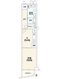 ゾンネンハイム大手門 1Kの間取図画像