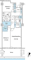 東京メトロ有楽町線 麹町駅 徒歩2分の賃貸マンション 9階2LDKの間取り