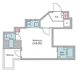東京メトロ千代田線 湯島駅 徒歩1分の賃貸マンション 8階ワンルームの間取り