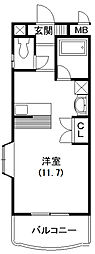 TENONMOTOHAMA ワンルームの間取図画像
