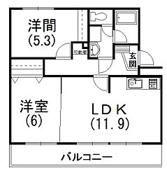 アルテール飯田 2LDKの間取図画像
