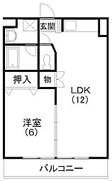 レイク・コート富塚 1LDKの間取図画像