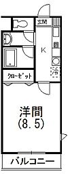 アルシェ浜松 1Kの間取図画像