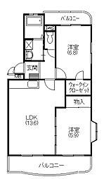 ベルデュール 2LDKの間取図画像