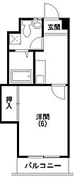 サンリバーハイツ 1Kの間取図画像